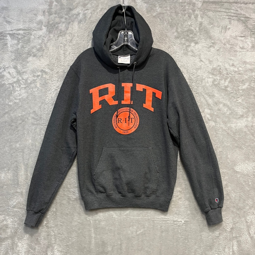 Champion Hoodie Mens S Gray RIT Rochester Institute of Technology Sweatshirt